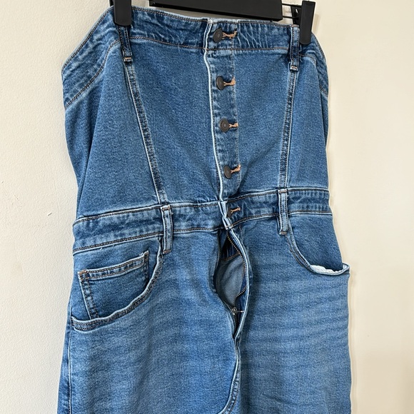 American Eagle Denim Tube Top Midi Dress Medium Wash Size 12 - Picture 7 of 12